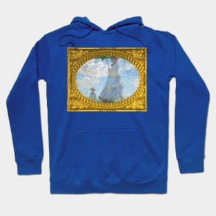 MONET - Claude Monet's Madame Monet and Her Son (1875) by Claude Monet gold frame landscape Hoodie